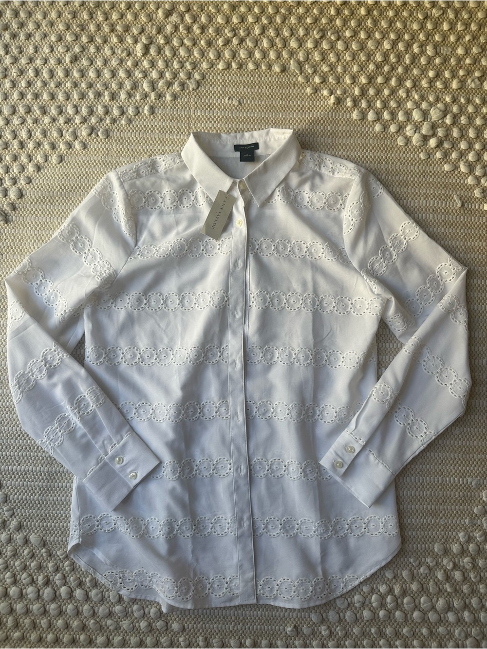 White Eyelet Blouse Ann Taylor Factory Size 8